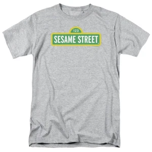 Sesame Street Logo T Shirt Mens Licensed Classic TV Elmo Big Bird Sport Gray - Picture 1 of 2