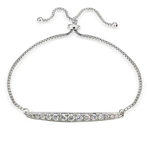 Sterlingsilber Kubik Zirkonia Graduierungsstab verstellbares Armband