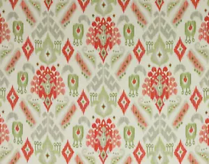 JANE CHURCHILL CURTAIN FABRIC DESIGN Nuri 3.2 METRES PINK/GREEN LINEN BLEND - Picture 1 of 7