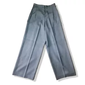 Vintage 1960s trousers Shantung Silk wide leg Black Size 6 High Waisted tailored - Picture 1 of 12