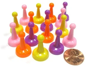 Juego de 16 Peones Estándar 25mm - 4 Cada Púrpura Rosa Naranja Amarillo - Imagen 1 de 2