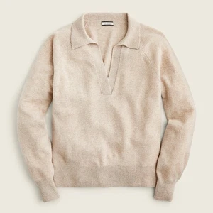 J.CREW Size XS 100% Cashmere collared v-neck polo sweater HEATHER STONE AZ241 - Picture 1 of 12
