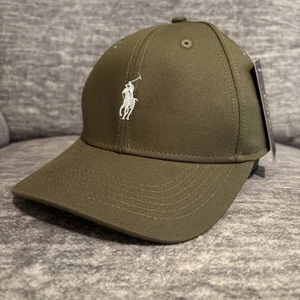 POLO Ralph Lauren Para hombres Algodón Ajustar Papá Gorra de Béisbol Oliva con Poni Pequeño Blanco - Imagen 1 de 2