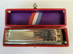 Pre War M Hohner Super Chromonica Chromatic Harmonica In The Key Of G Boxed - Picture 1 of 19
