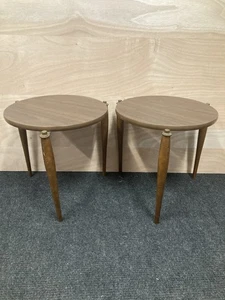 Mid-Century Atomic Walnut Stacking Round Side Tables - Set of 2 - Picture 1 of 9