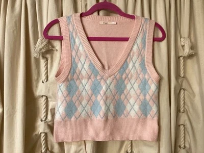 Chaleco a cuadros rosa Mi ami para mujer talla M Foto 1 de 3