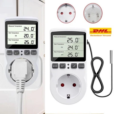 MARKENLOS Temperaturregler Steckdose 230V+Fühler Digital Thermostat Zeitschaltuhr Timer DE