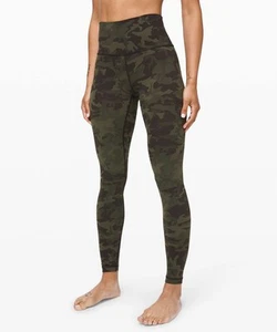 LULULEMON Wonder Under Sz 4 High Rise 28" Inseam Incognito Camo Green Legging - Picture 1 of 8