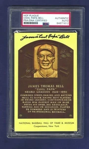 James Cool Papa Bell Negro League Baseball Autographed HOF Plaque PC PSA SLAB - Picture 1 of 1