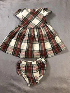 Ralph Lauren Kleid Mädchen 6 Monate Kariert Kurzarm Bloomer Set - Bild 1 von 16