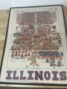 Vintage 1983 John Holladay Illinois (Illini) Football Cartoon Poster 24x18" - Picture 1 of 10