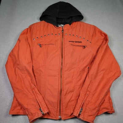 Chaqueta Harley Davidson Mujer 2XL Naranja Con Capucha Forever Free Moto Algodón Foto 1 de 4