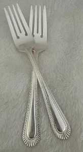 2 WALLACE Wickham Deep Silverplate Salad Forks Flatware Fan Bead 7” - Picture 1 of 8