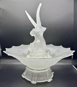 Walther and Sohne Art Deco Frosted Glass Flower Frog Float Boat 4 Piece Set - Picture 1 of 16