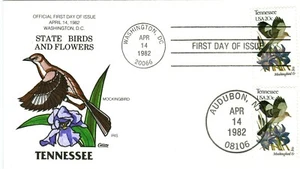 COLLINS HAND PAINTED 1994 Birds And Flowers Tennessee Mockingbird Iris - Picture 1 of 1
