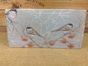 Decorative Rustic vintage style grey bird decoupage themed condiment storage box - Picture 1 of 10