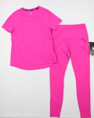 Spyder активный женщин ярко розовый Sz S ребристый ворота короткий рукав и леггинсы комплект - Изображение 1 из 4