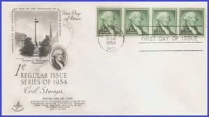 Par de líneas US5 #1054 U/A ARTCRAFT FDC 4 George Washington - Imagen 1 de 1