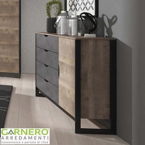 Cassettiera per camera da letto 4 cassetti grigio quercia 138x99 cm DABLE - Foto 1 di 4