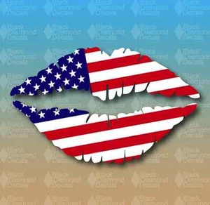 American Flag United States America Kiss Lips Flag 6" Custom Vinyl Decal Sticker - Bild 1 von 1