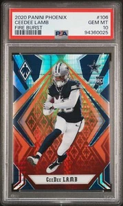 PSA 10 CeeDee Lamb 2020 Panini Phoenix Fire Burst 106 Dallas Cowboys Rookie Card - Picture 1 of 1