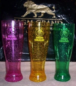 (3) Vintage 16oz MGM-Las Vegas Bubble Pilsner Plastic Glasses - New, never used - Picture 1 of 1