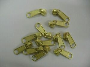 YKK Zipper Slides 5 Non-Locking for Metal Zipper  12 pack - BRASS/Gold - NEW