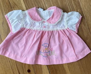 Vintage Dress Girls Pink White Infant Baby 3 Months Easter Embroidered Chick - Picture 1 of 6