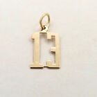 14k Gold Birthday Anniversary Sports Jersey Number 13 Lucky Charm Pendant New