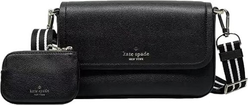 Kate Spade New York Rosie tracolla piccola con patta in pelle ciottolata nera