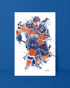 CONNOR McDAVID watercolor painting art print/poster EDMONTON FREE S&H! - Picture 1 of 4