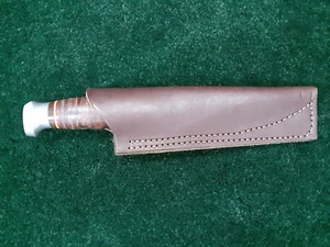 KABAR Made in USA 1205 Fixed Blade Hunting Knife NOS Stacked Leather Custom Shea - Picture 1 of 8