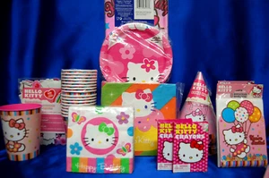 Hello Kitty Party Set # 16 Hats Cups Napkins Tablecover Plates Hard Cup Activity - Picture 1 of 9