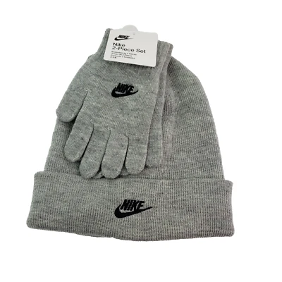 Nike Youth Size 8/20 Dark Grey Heather Warm Winter Beanie Hat Glove 2 Piece Set - Image 1 of 4