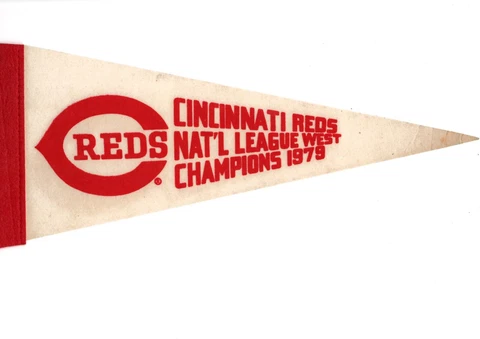 VTG Cincinnati Reds 1979 Nat'L League Champs 12" Pennant & Reds 1978 Team Photo Cover