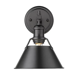 Golden Lighting Orwell 1-Light Black Vanity Light Black Shade - 3306-BA1BLK-BLK - Picture 1 of 5