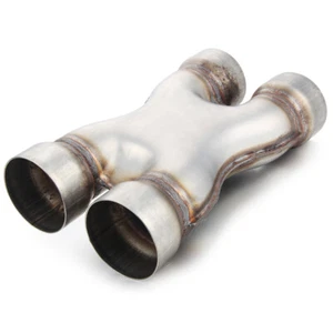 Universal Crossover X Pipe Dual 3.0" In/Out 12" Long Stainless Steel Exhaust Tip - Picture 1 of 5