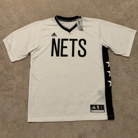 Nike NBA Brooklyn Nets Short Sleeve Warm Up Shooting Shirt Black/White Large Cover