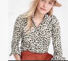 J.CREW Perfect Button  Cream Cheetah  Animal Print Linen Blend Size 6~
