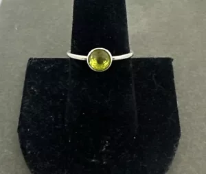 Pandora Green Peridot Crystal Droplet Ring SZ 7.5/56 Sterling Silver ALE August - Picture 1 of 8