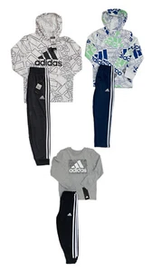 NWT ADIDAS Boys Long Sleeve Hooded or Crewneck Top with Joggers Set; Size 4-8 - Picture 1 of 7