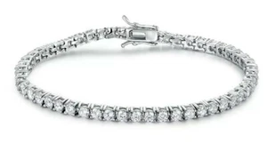 Bracciale da tennis diamante con finitura oro bianco taglio rotondo creato DG nuovissimo  - Foto 1 di 7