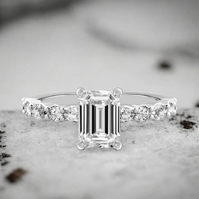 Diamant Verlobungsringe IGI GIA Lab Grown Smaragdschliff 1,60 Karat PT950 Platin - Bild 1 von 4