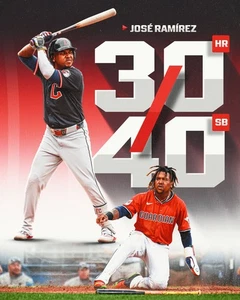 Jose Ramirez 8x10 photo 2025 Cleveland Guardians Indians 30/40 Homeruns / Steals - Picture 1 of 1