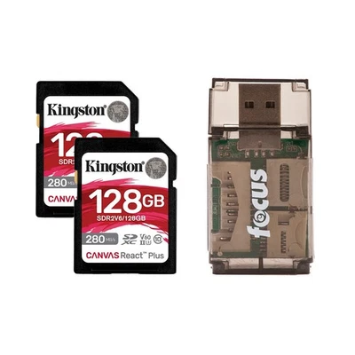 Kingston Canvas React Plus V60 UHS-II 128GB SD Memory Card 2-Pack Bundle - Image 1 of 4