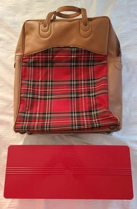 Vintage rot karierte Reise Picknick Tasche King Seeley Thermoskanne Brotkasten 70er Jahre - Bild 1 von 10