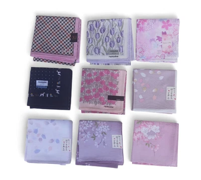 Lote 9 Pañuelos De Colección Algodón Renoma Paris DAKS Londres Sakura Amapolas Florales Foto 1 de 4