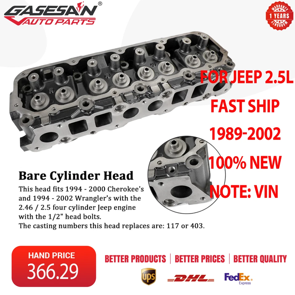 Cabeça de cilindro desencapada 403/117 para 89-02 Jeep Cherokee Wrangler 2.5L H0-306-1385A - Imagem 1 de 4