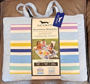 Scout Blue Foldable W/ Handles 60x72 Water Resistant Outdoor Throw Blanket NEW - Picture 1 of 2
