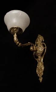 einzelne Jugendstil Antik Stil Wandleuchten Leuchten Bronze Echt Alabaster - Bild 1 von 5